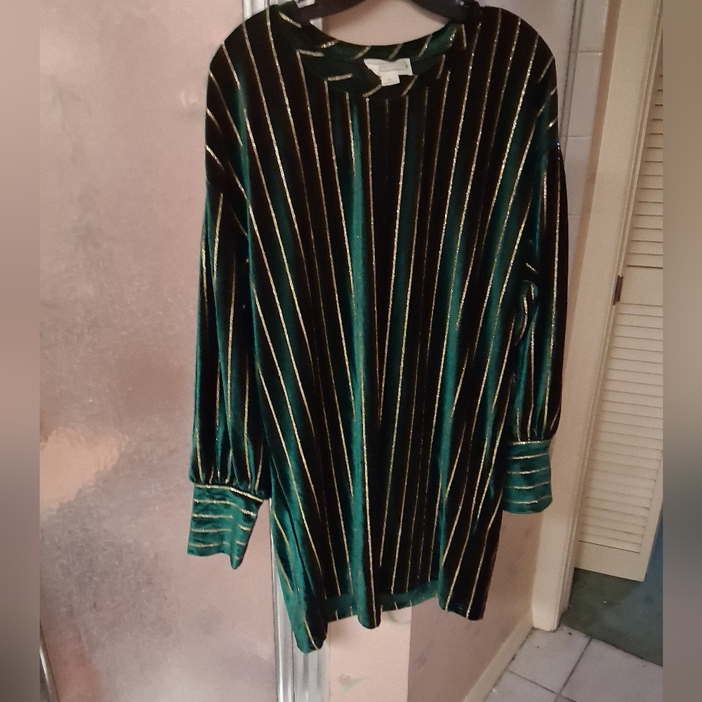 Love Riche Emerald and Gold Velvet    Medium Mardi Gras Dress